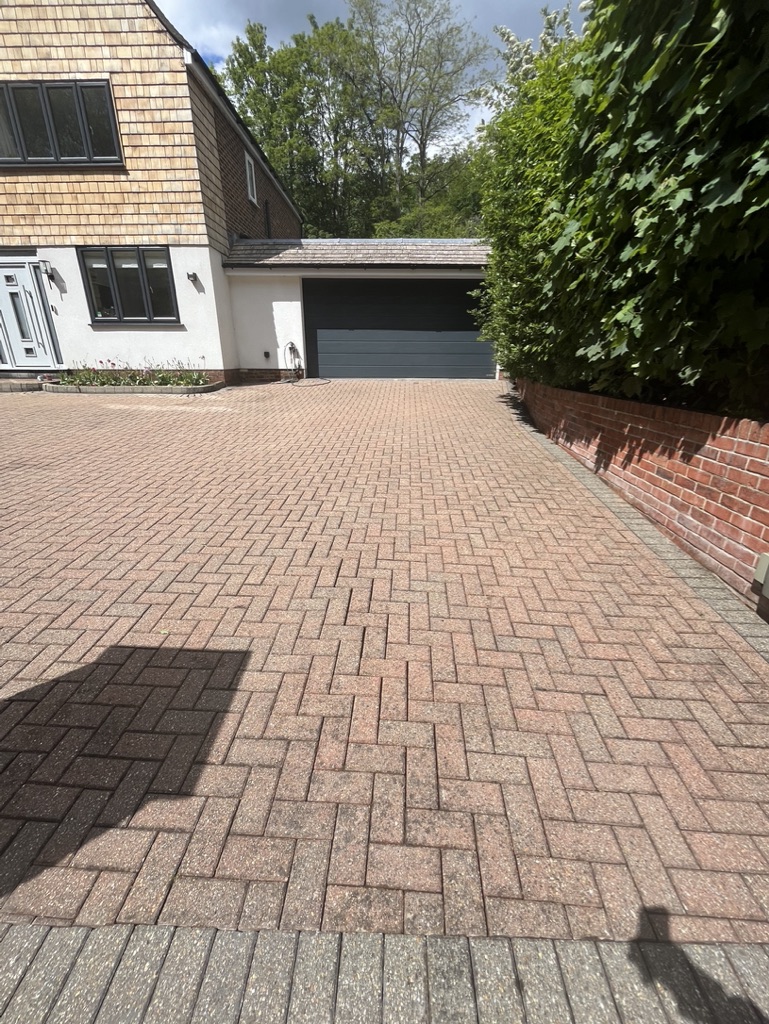 Clean block paved driveway after restoration