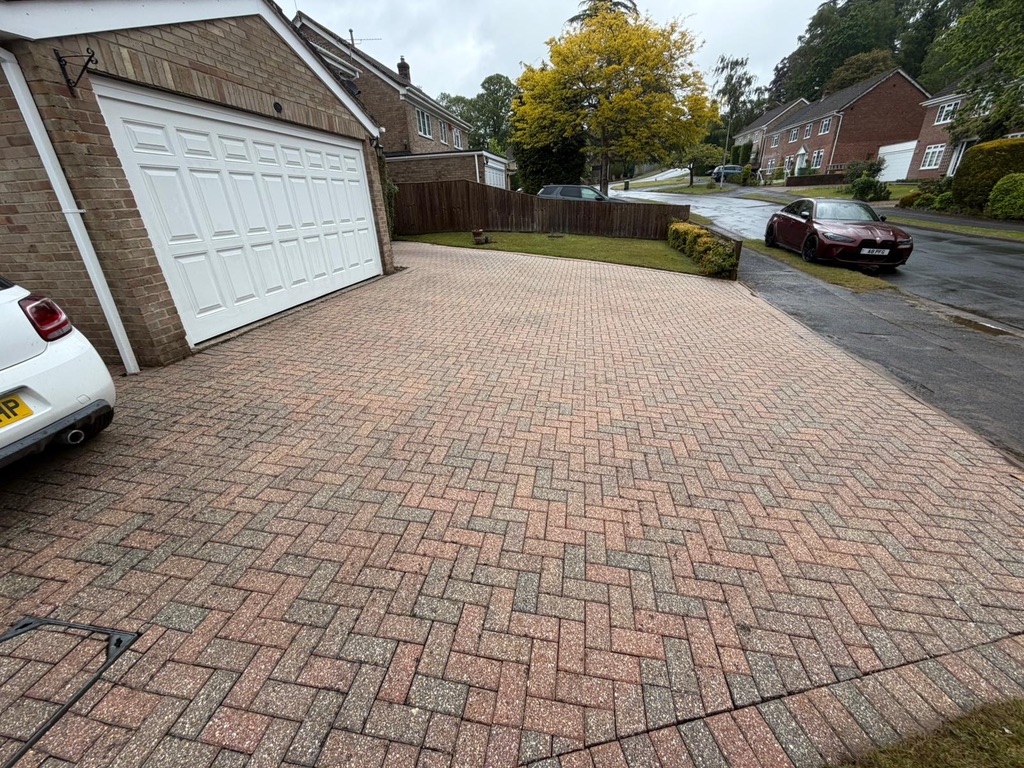 Restored block paving driveway
